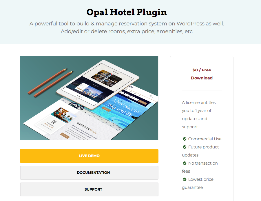 opal hotel booking with wordpress