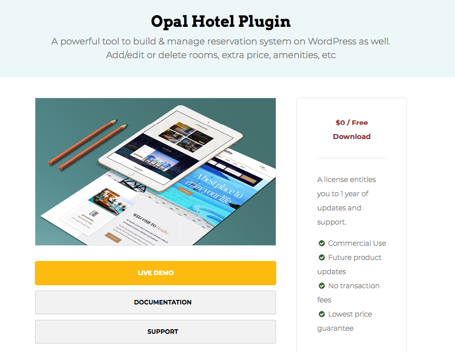  opal reserva de hotel con wordpress