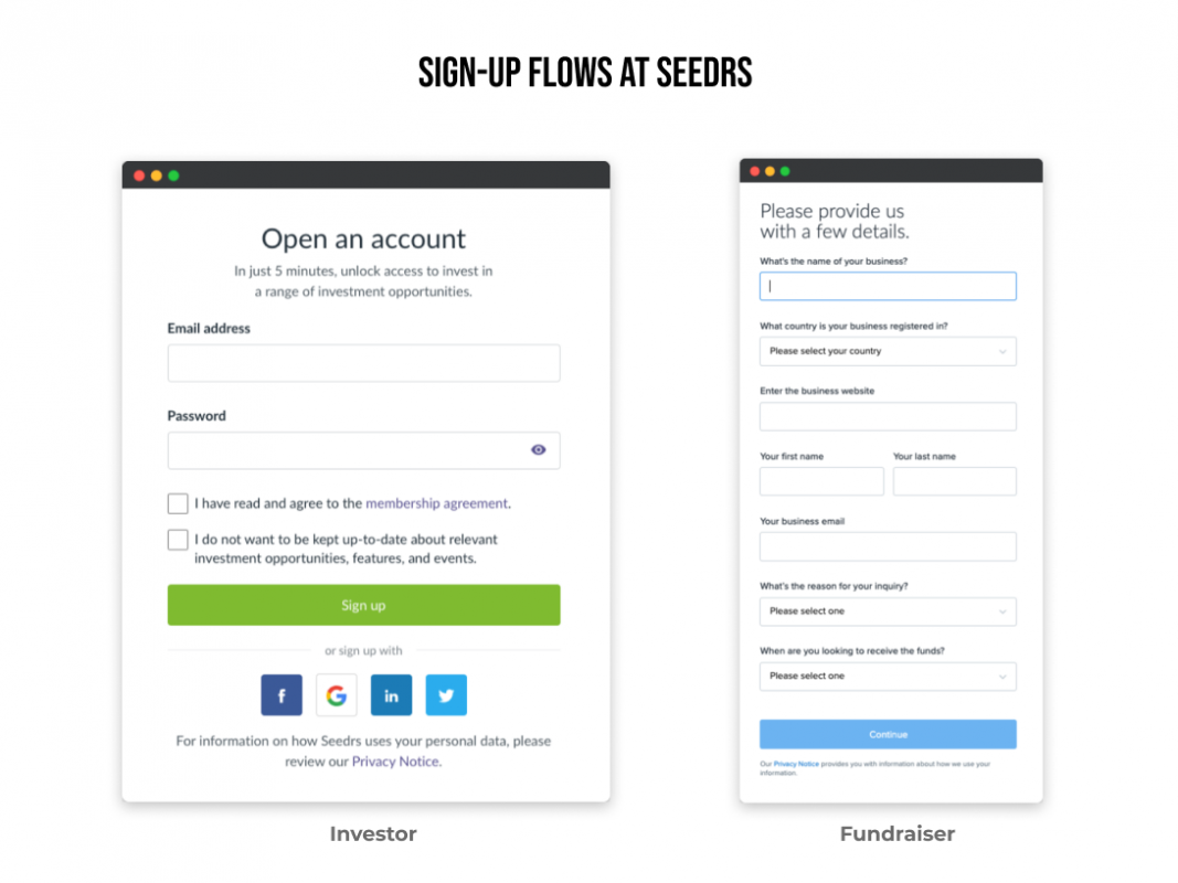 sign-up-for-investor-and-for-fundraiser-1-e1603366859935-1067x800 How to create your own crowdfunding platform: feature and software guide