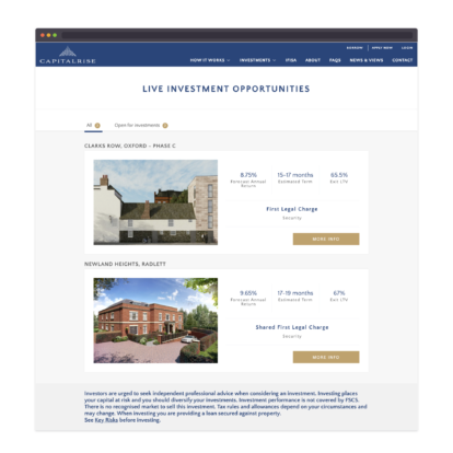 Capitalrise project listing
