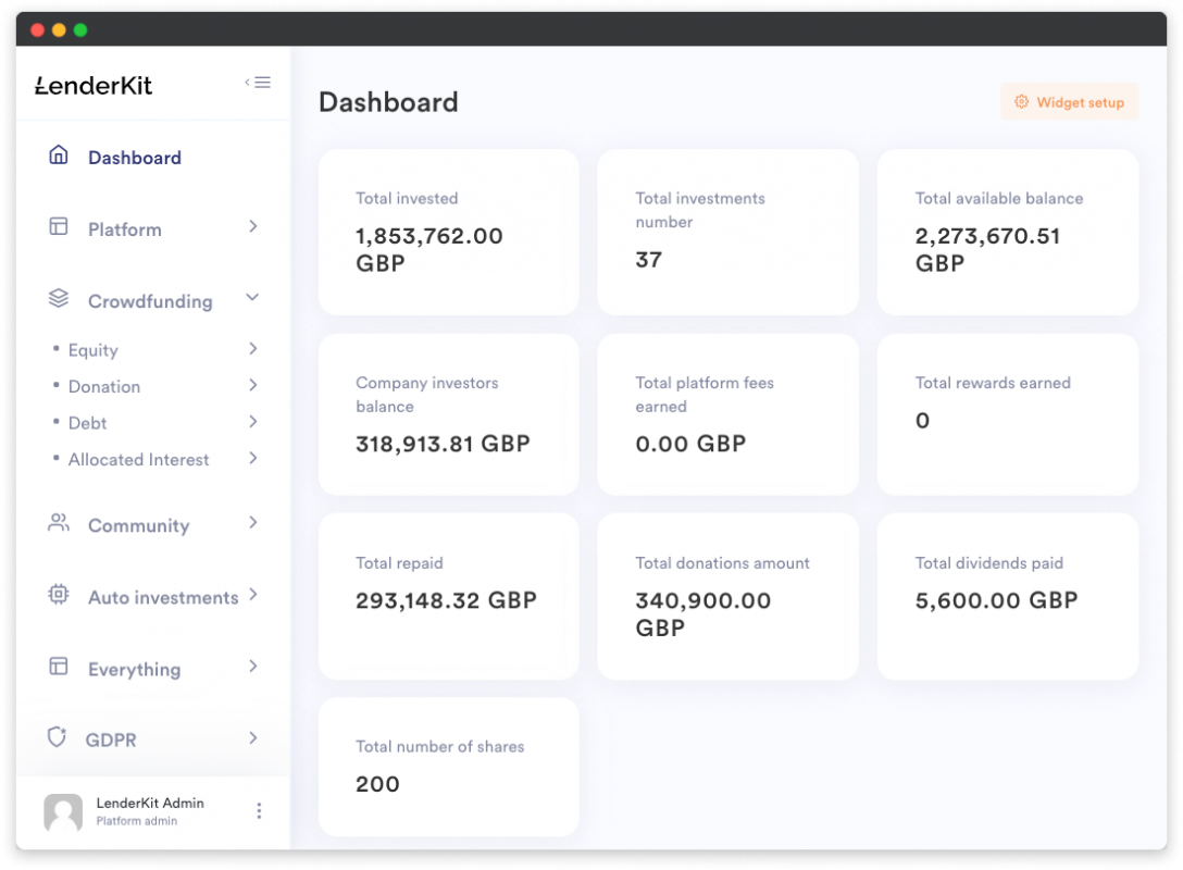 LenderKit-dashboard-1-1088x800 How to create a successful P2P lending platform?